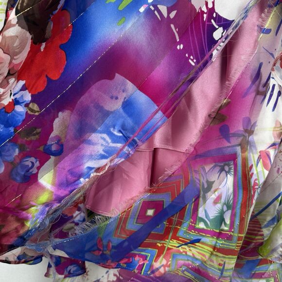 Vtg Cache Dress Womens 6‎ Floral Floor Length Gown Silk Chiffon Remnants FLAWED - Picture 14 of 16